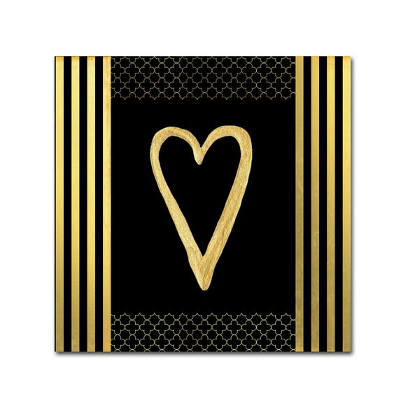 Trademark Fine Art 'Black & Gold - Feathered Fashion Heart' Canvas Art by LightBoxJournal