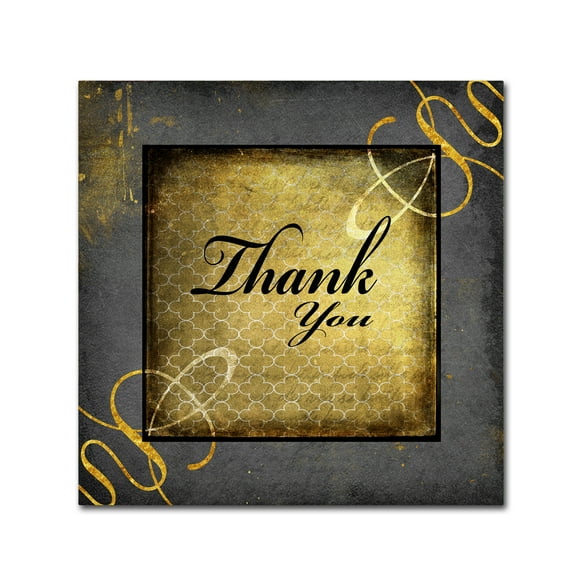 Trademark Fine Art 'Black & Gold - Thank you 1' Canvas Art by LightBoxJournal