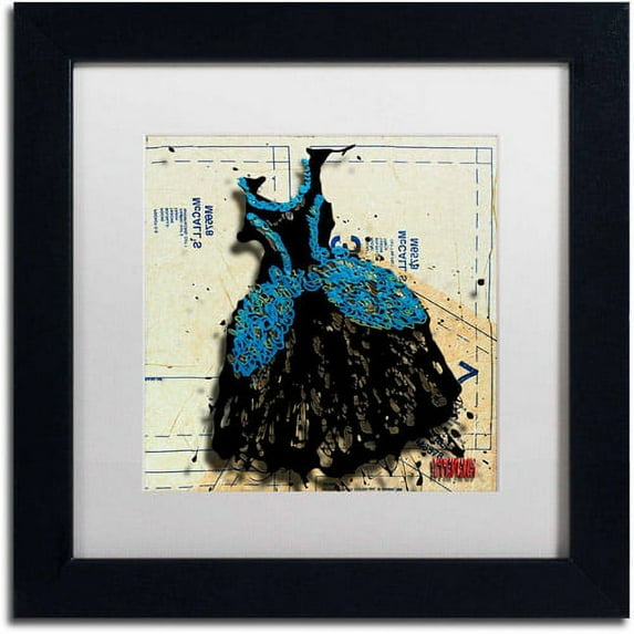 Trademark Fine Art "Black n Blue Swirls" Canvas Art by Roderick Stevens, White Matte, Black Frame