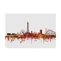 Trademark Fine Art 'Blackpool England Skyline Red' Canvas Art by Michael Tompsett