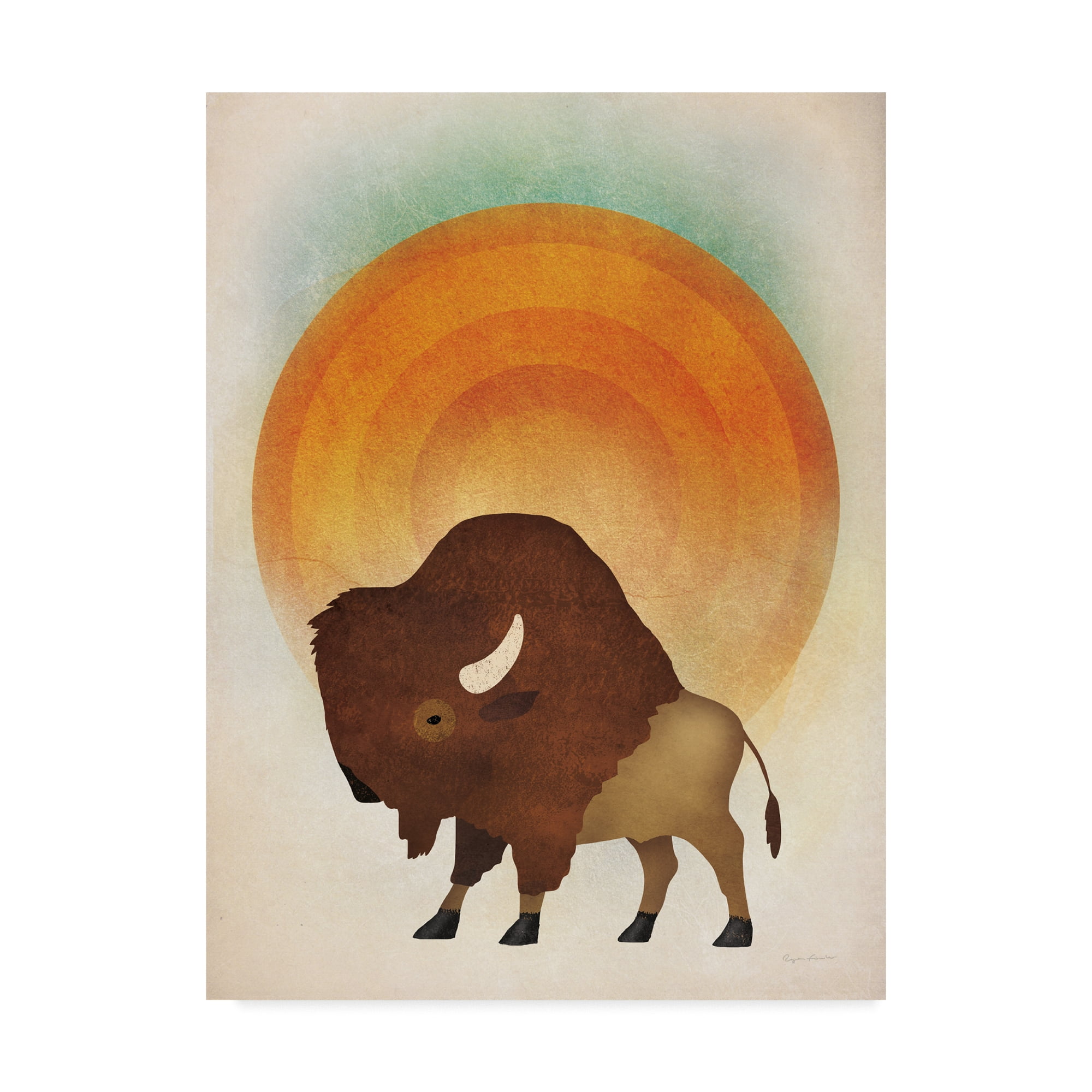 Trademark Fine Art 'Blazing Sun Bison' Canvas Art by Ryan Fowler