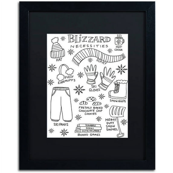 Trademark Fine Art "Blizzard Necessities" Canvas Art by Elizabeth Caldwell, Black Matte, Black Frame