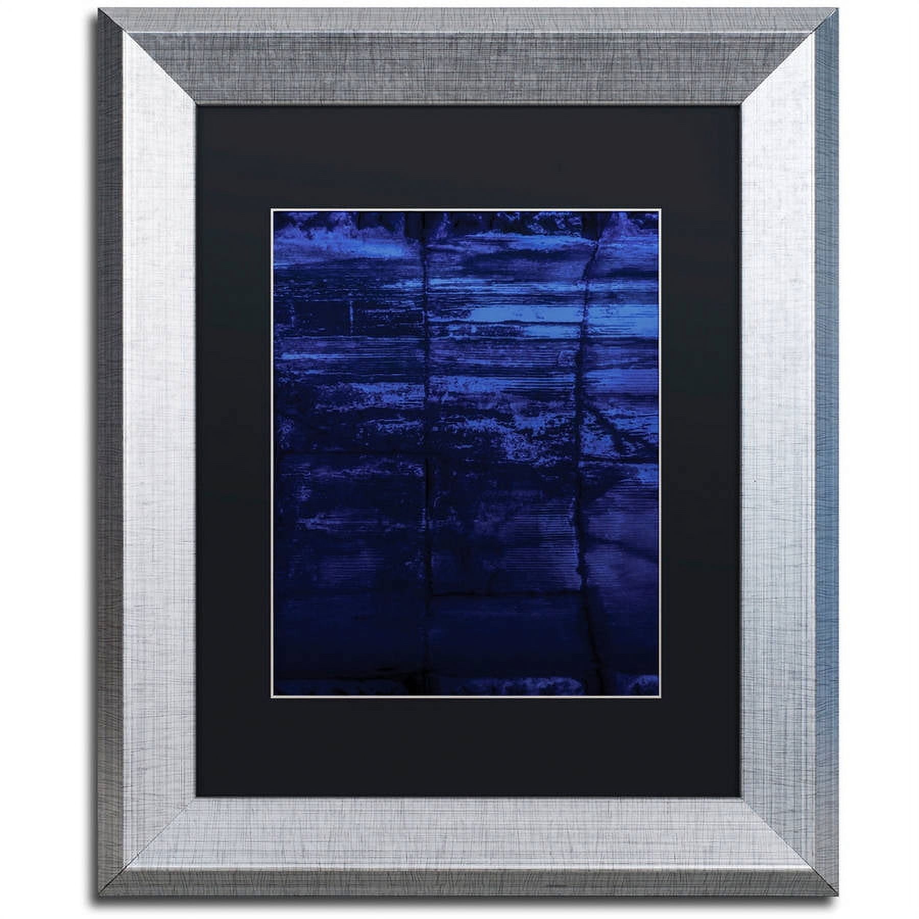 Trademark Fine Art "Blocks of Blue" Canvas Art by Claire Doherty, Black Matte, Silver Frame
