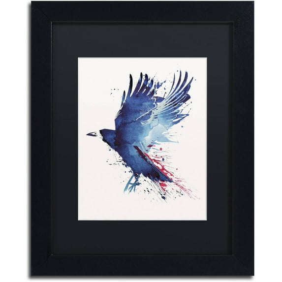 Trademark Fine Art 'Bloody Crow' Canvas Art by Robert Farkas, Black Matte, Black Frame