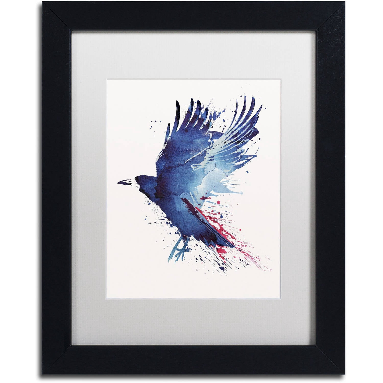 Trademark Fine Art 'Bloody Crow' Canvas Art by Robert Farkas, White Matte, Black Frame