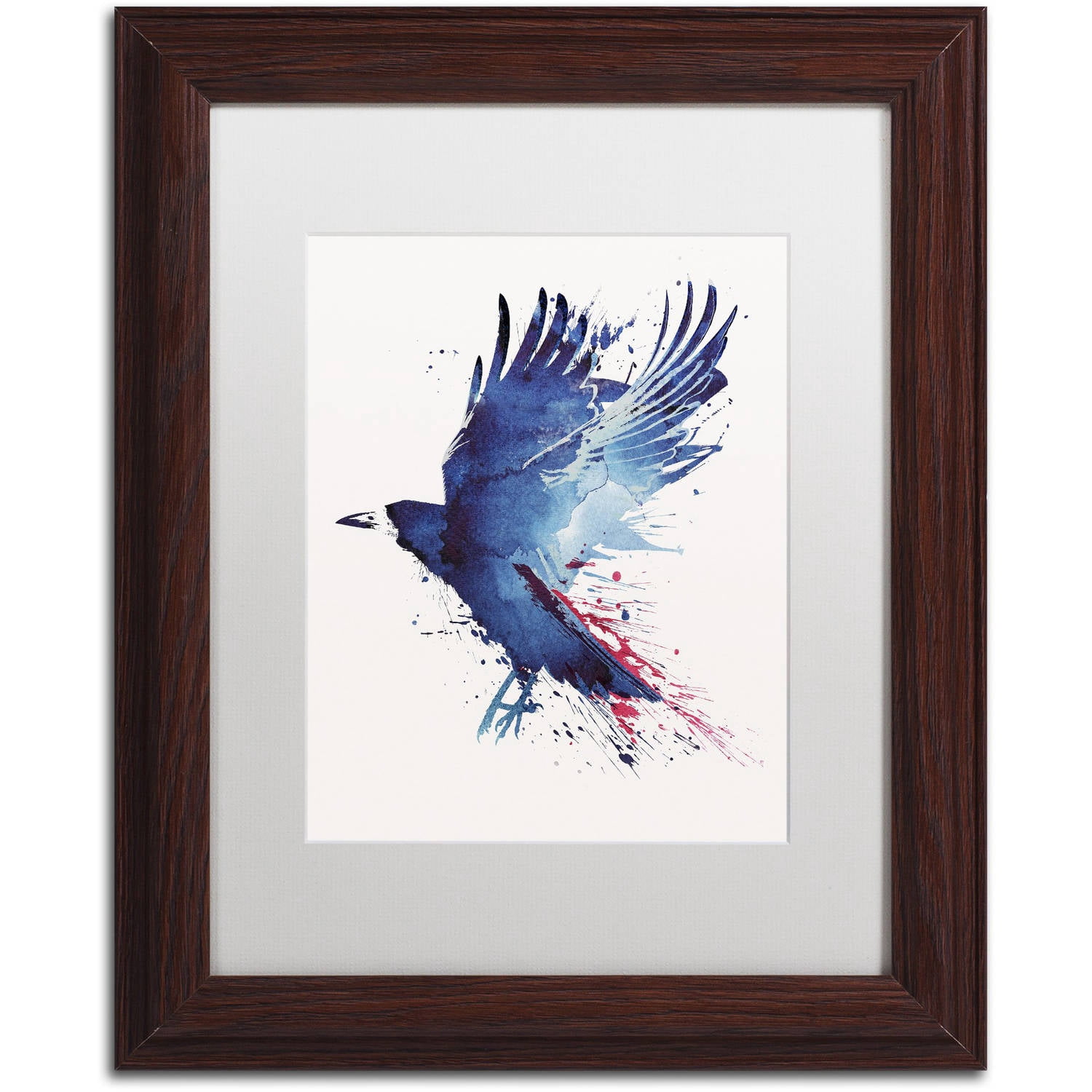 Trademark Fine Art 'Bloody Crow' Canvas Art by Robert Farkas, White Matte, Wood Frame
