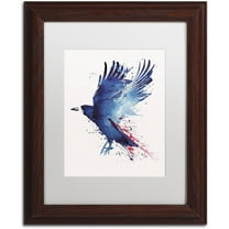 Trademark Fine Art 'Bloody Crow' Canvas Art by Robert Farkas, White Matte, Wood Frame