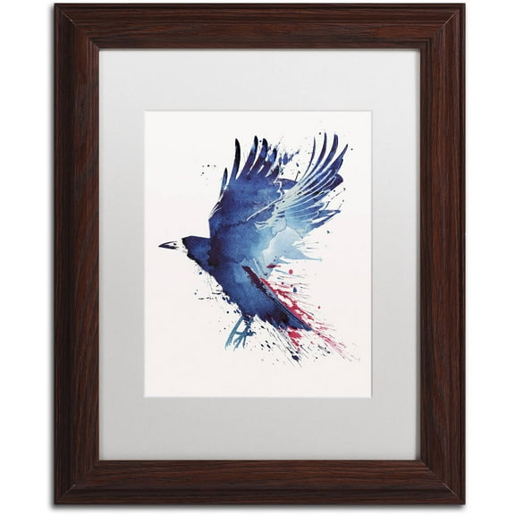 Trademark Fine Art 'Bloody Crow' Canvas Art by Robert Farkas, White Matte, Wood Frame