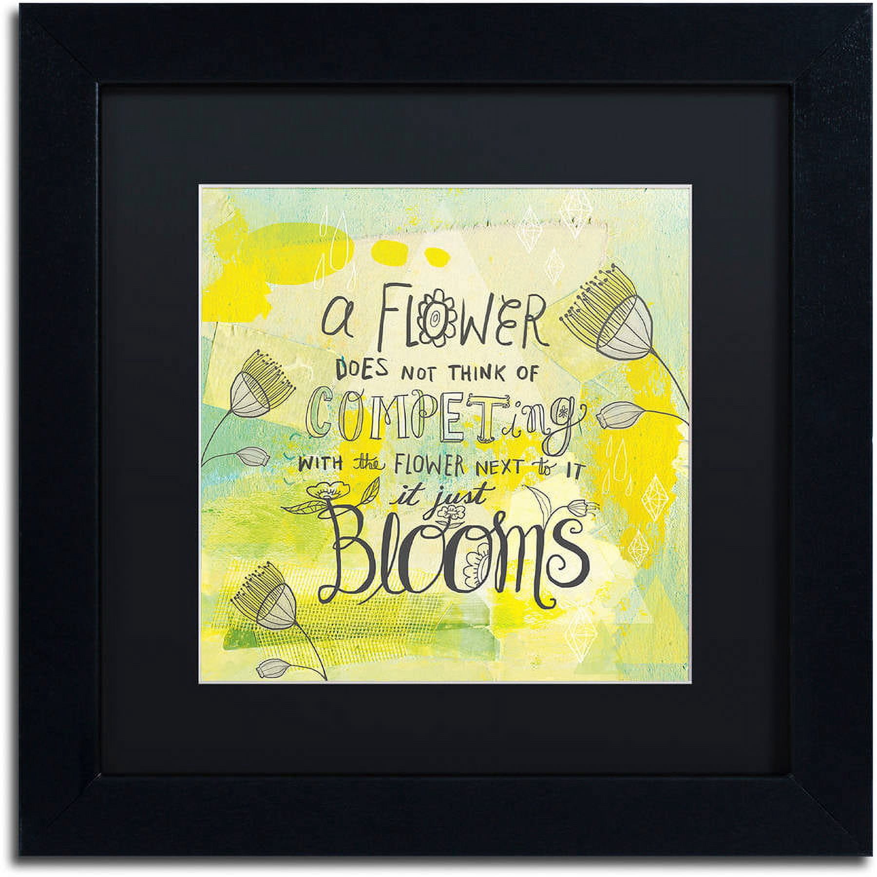 Trademark Fine Art "Blooms Quote" Canvas Art by Elizabeth Caldwell, Black Matte, Black Frame