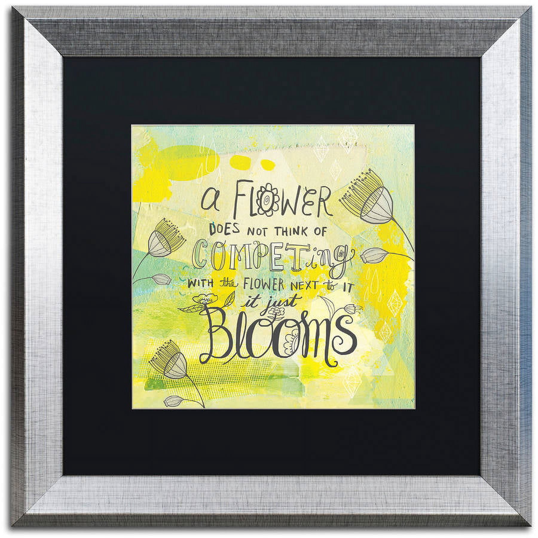 Trademark Fine Art "Blooms Quote" Canvas Art by Elizabeth Caldwell, Black Matte, Silver Frame