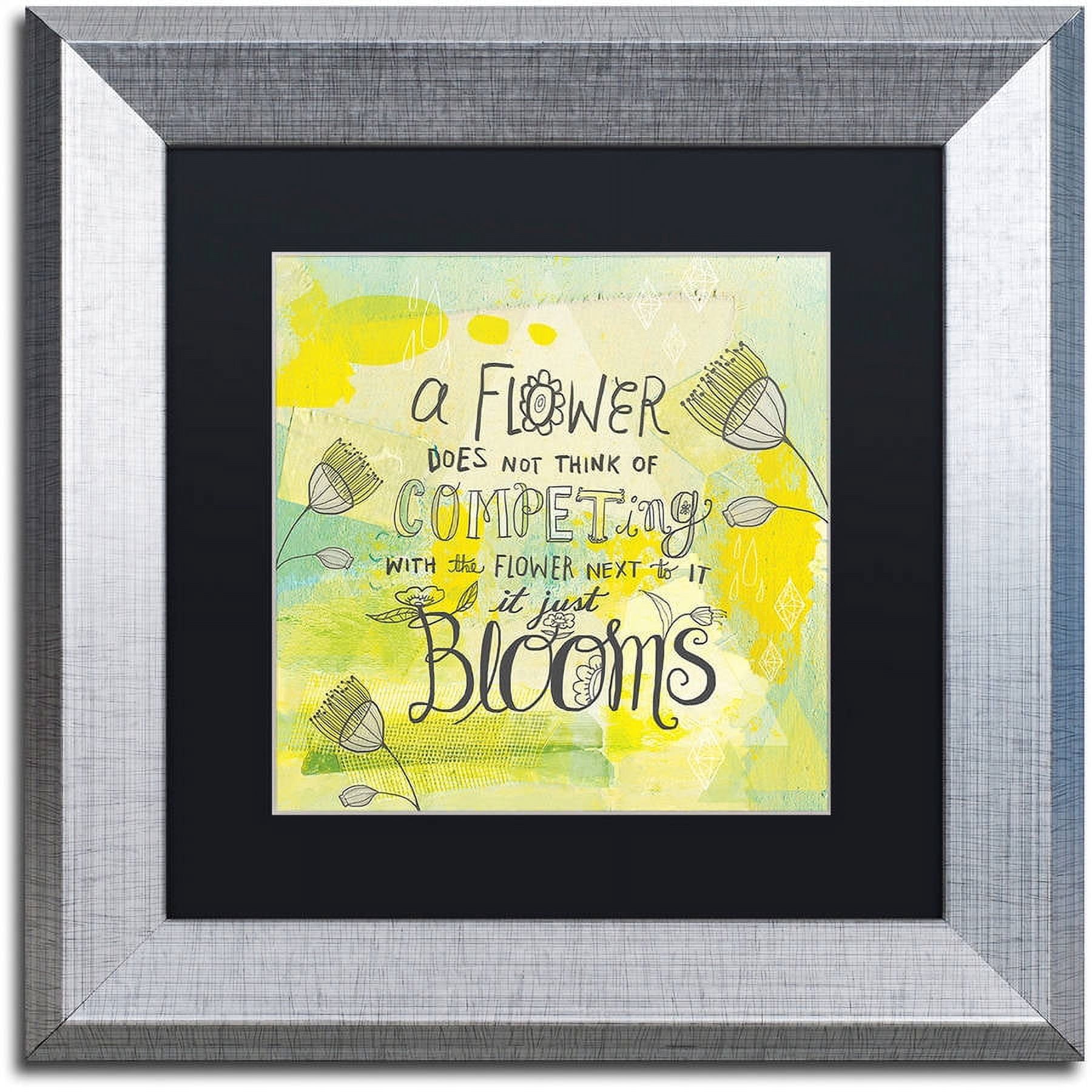 Trademark Fine Art "Blooms Quote" Canvas Art by Elizabeth Caldwell, Black Matte, Silver Frame
