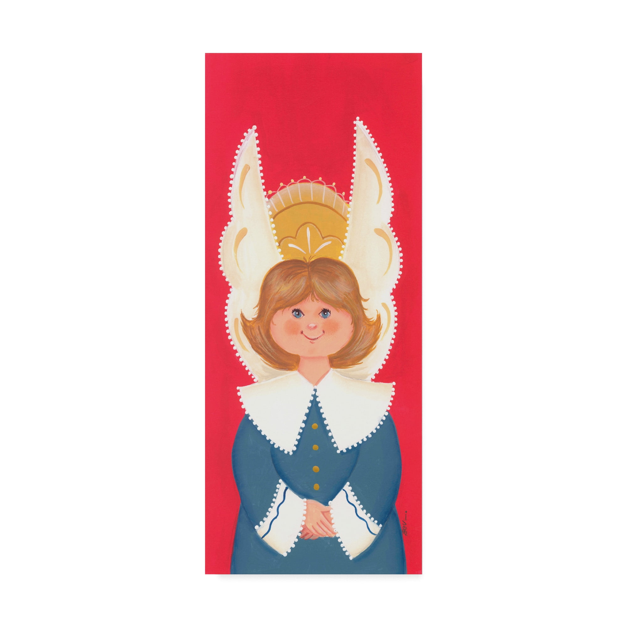 Trademark Fine Art 'Blue Angel On Red' Canvas Art by Beverly Johnston
