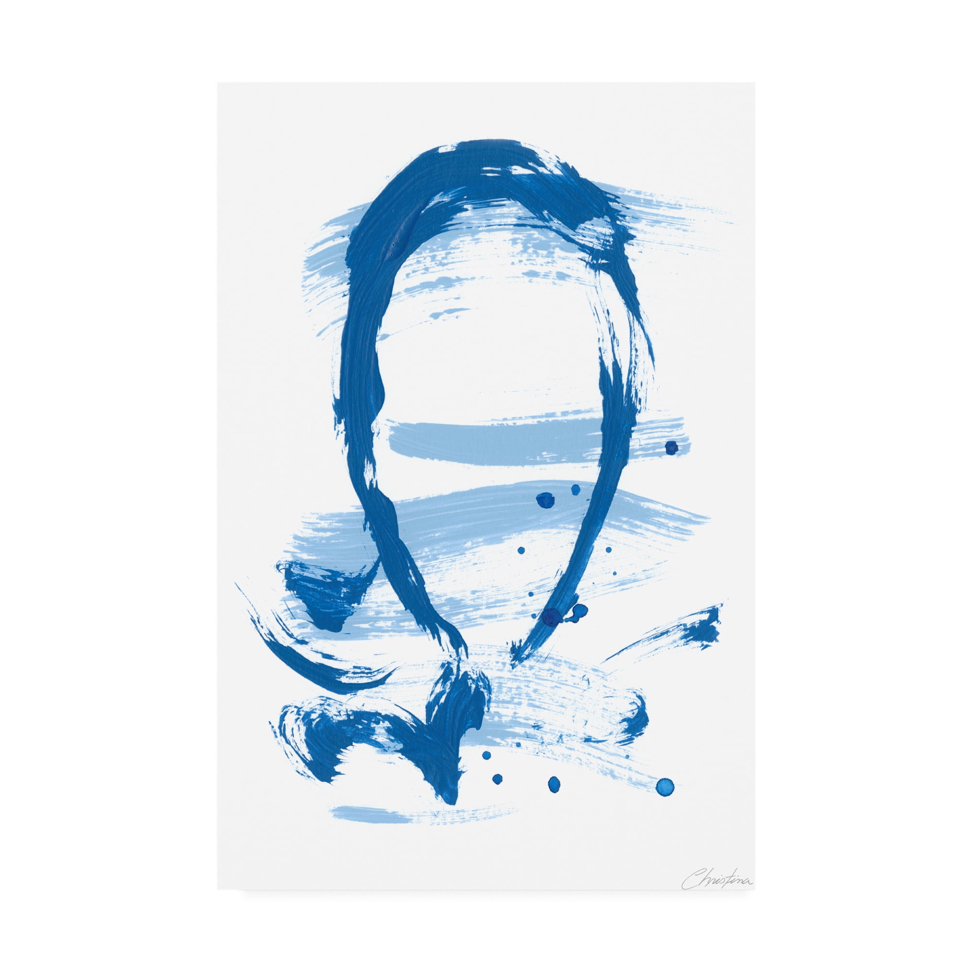 Blue Breeze Abstract Canvas Art in White Frame