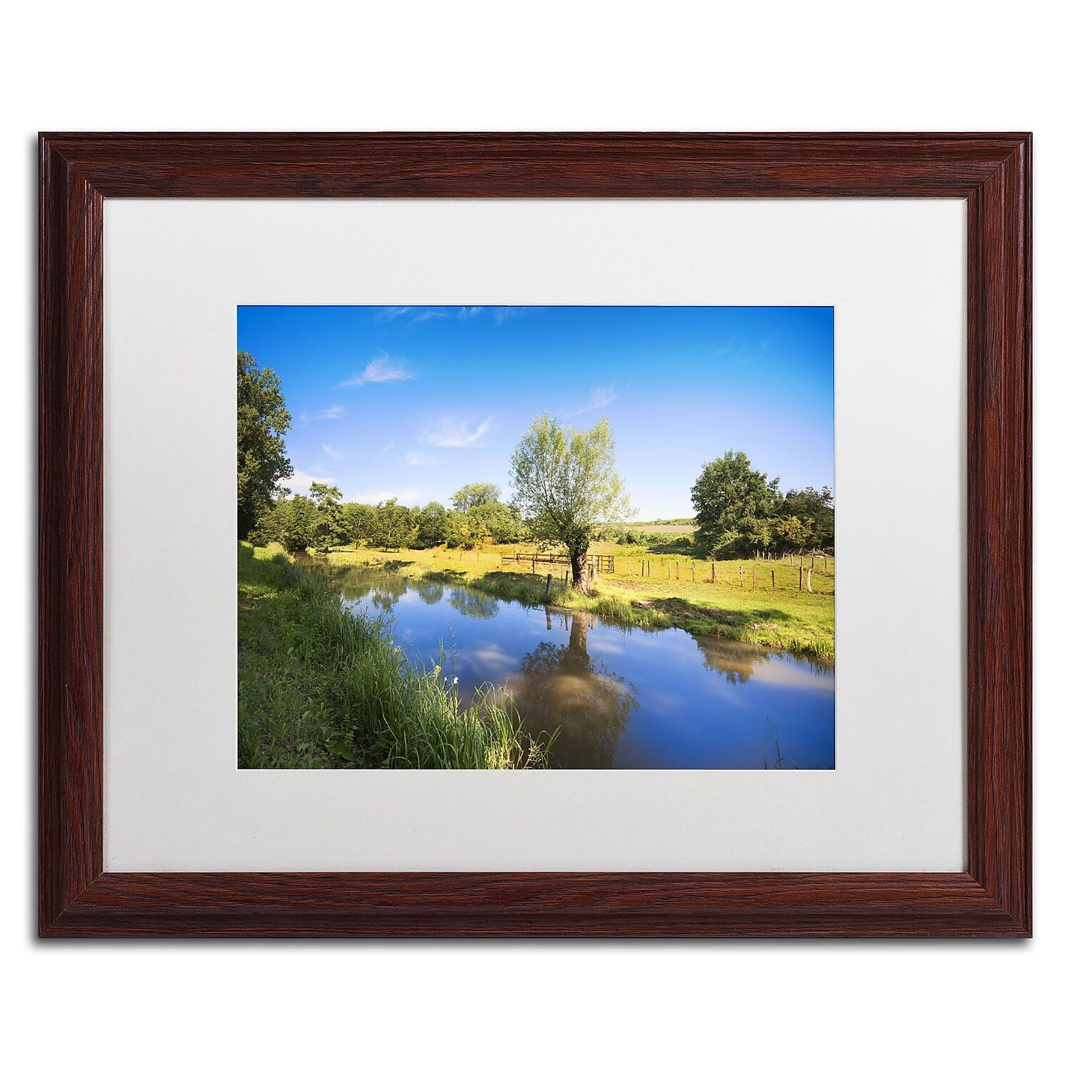 Trademark Fine Art "Blue Brook" Canvas Art by Philippe Sainte-Laudy, White Matte, Wood Frame