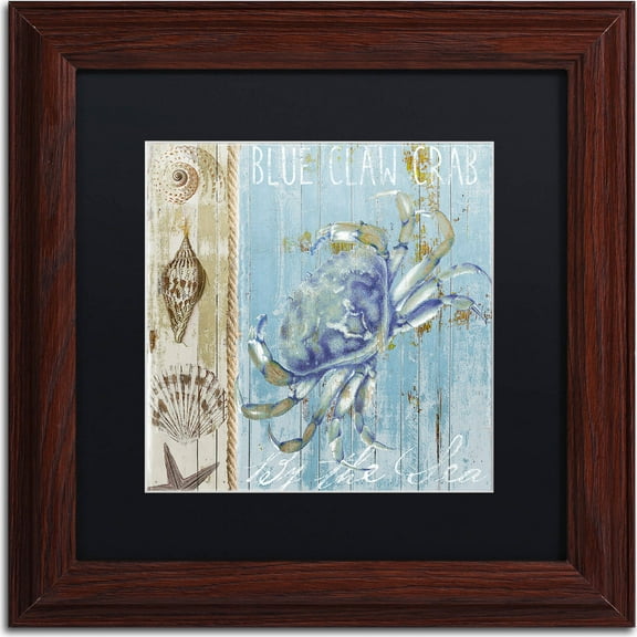 Trademark Fine Art "Blue Crab I" Canvas Art by Color Bakery, Black Matte, Wood Frame