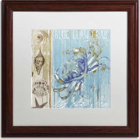Trademark Fine Art "Blue Crab I" Canvas Art by Color Bakery, White Matte, Wood Frame