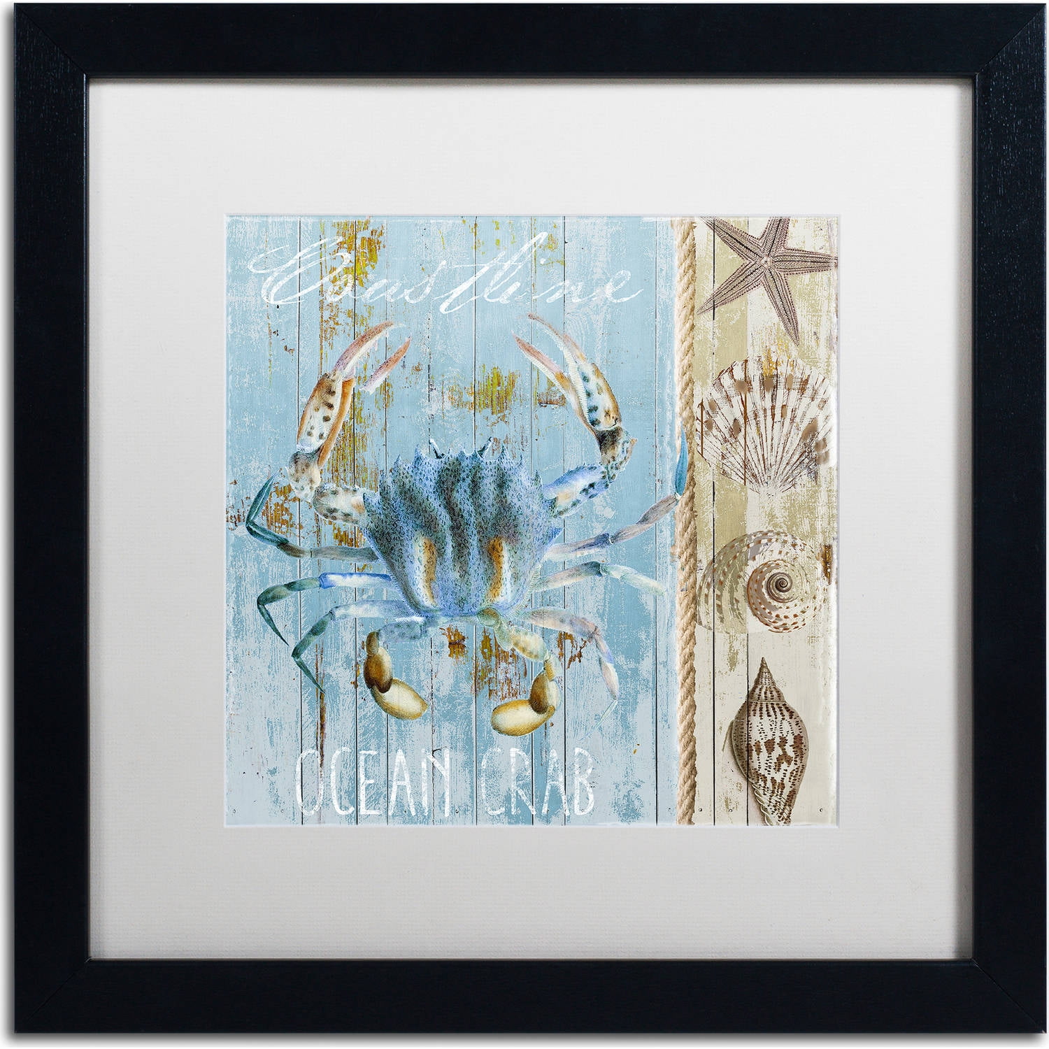 Trademark Fine Art "Blue Crab II" Canvas Art by Color Bakery, White Matte, Black Frame