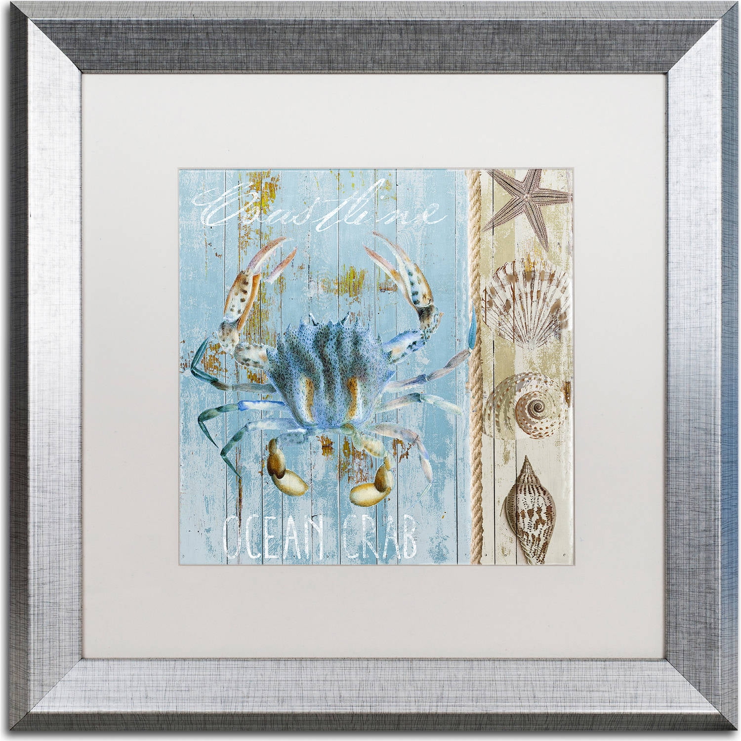 Trademark Fine Art "Blue Crab II" Canvas Art by Color Bakery, White Matte, Silver Frame