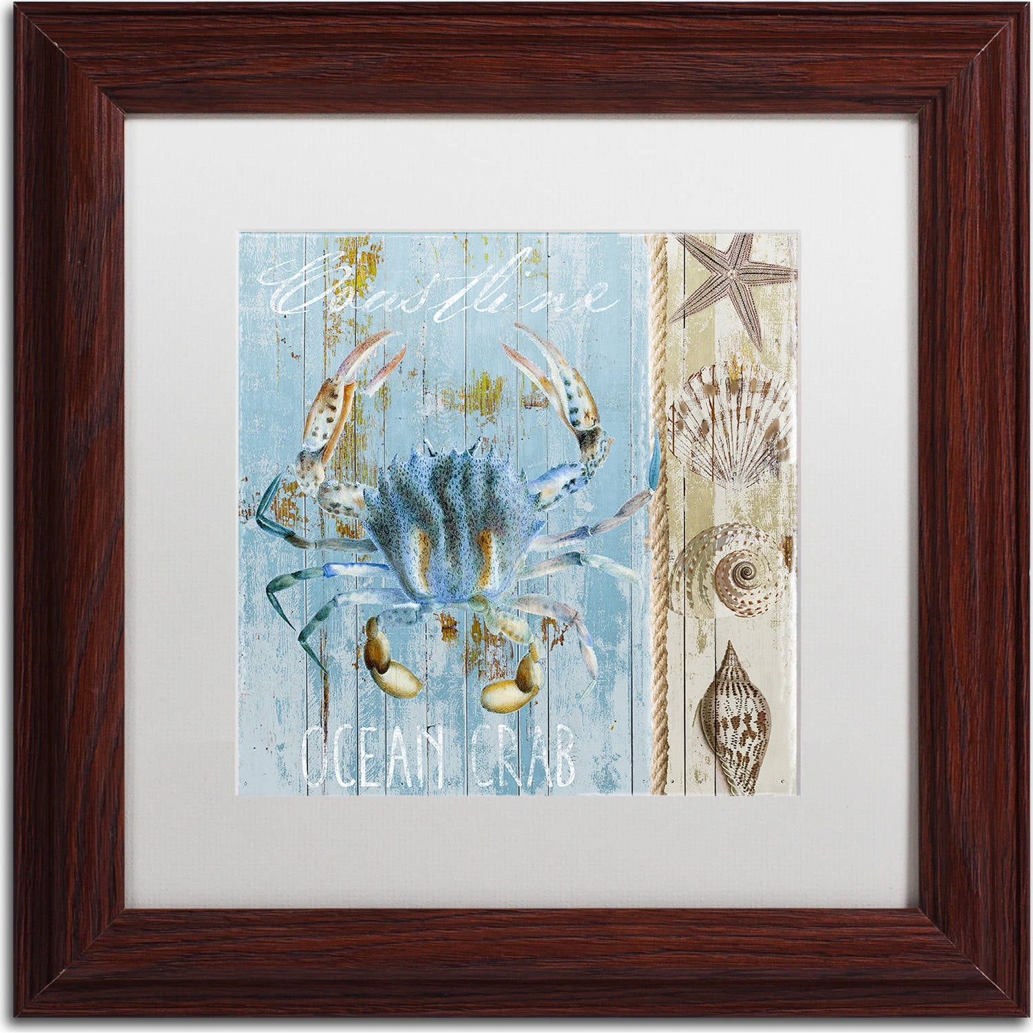 Coastal Blue Crab Acrylic Canvas Art with Wood Frame