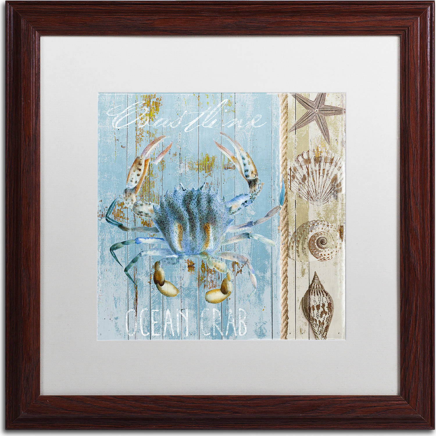 Trademark Fine Art "Blue Crab II" Canvas Art by Color Bakery, White Matte, Wood Frame