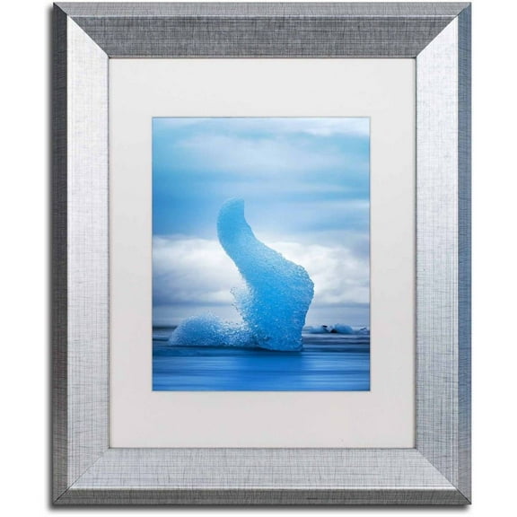 Trademark Fine Art 'Blue Flame' Canvas Art by Philippe Sainte-Laudy, White Matte, Silver Frame
