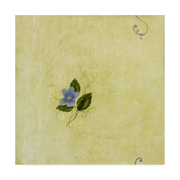 Trademark Fine Art 'Blue Flowers Over Yellow 1' Canvas Art by Pablo Esteban