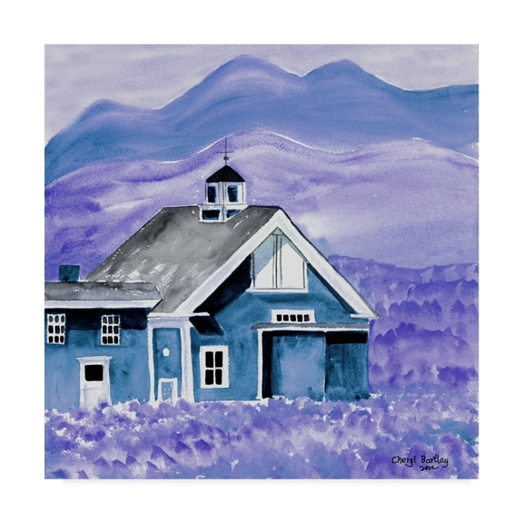 Trademark Fine Art 'Blue Folk Art Barn' Canvas Art by Cheryl Bartley