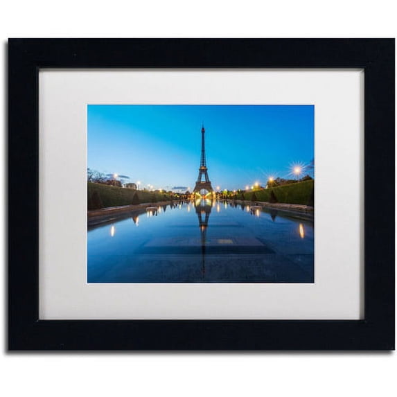 Trademark Fine Art "Blue Hour in Front of the Eiffel Tower" Canvas Art by Mathieu Rivrin, White Matte, Black Frame