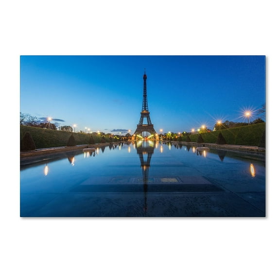 Trademark Fine Art "Blue Hour in Front of the Eiffel Tower" Canvas Art by Mathieu Rivrin