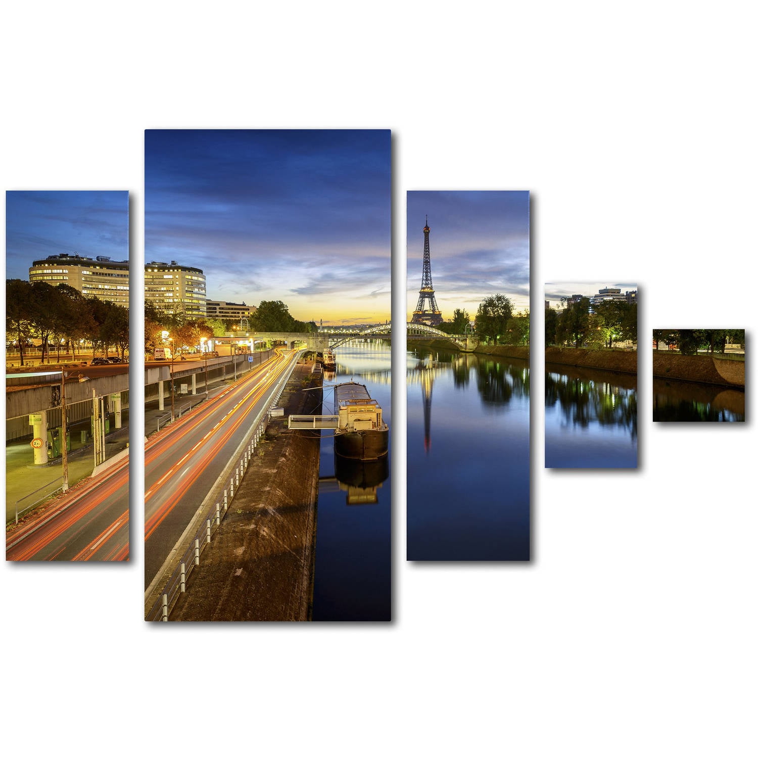 Blue Hour in Paris Multi-Panel Canvas Art Set
