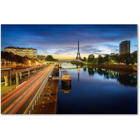 Trademark Fine Art "Blue Hour in Paris" Canvas Art by Mathieu Rivrin