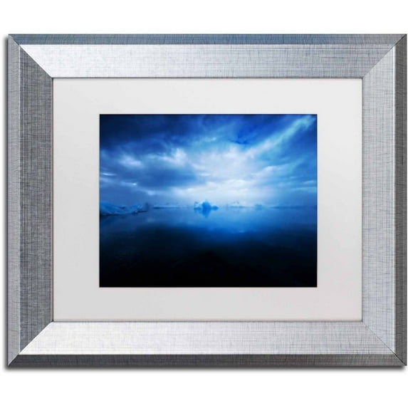 Trademark Fine Art 'Blue Ice' Canvas Art by Philippe Sainte-Laudy, White Matte, Silver Frame