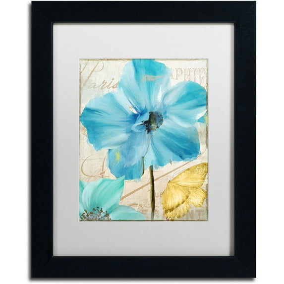 Trademark Fine Art "Blue Mountain Poppy" Canvas Art by Color Bakery White Matte, Black Frame