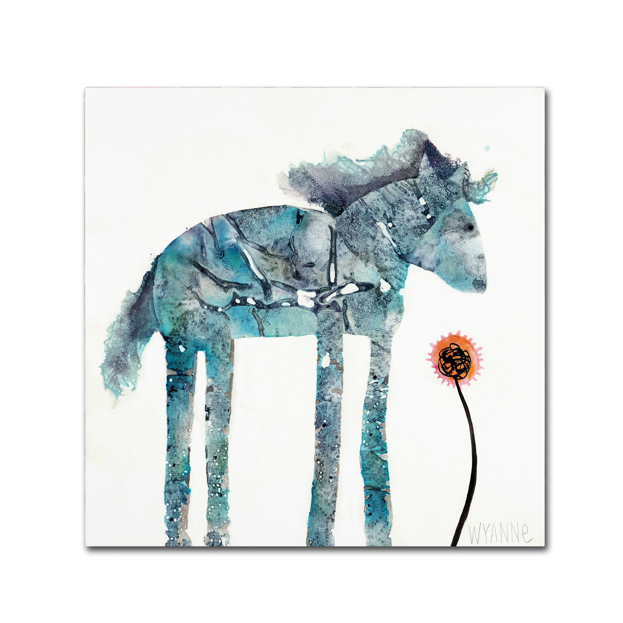 Blue and White Abstract Horse Canvas Art