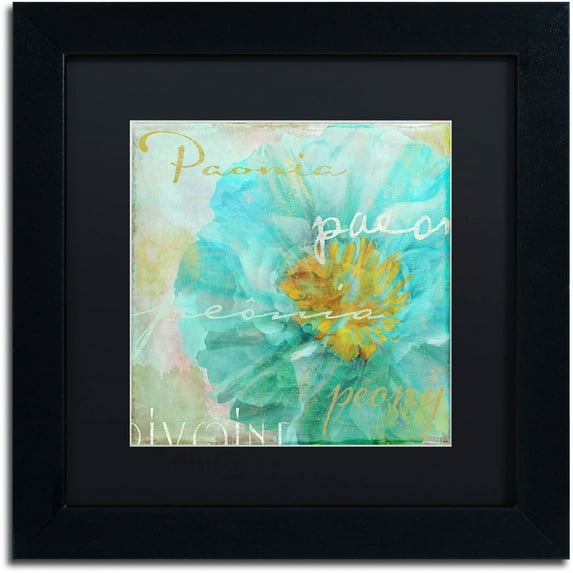 Trademark Fine Art "Blue Peony Light" Canvas Art by Color Bakery Black Matte, Black Frame