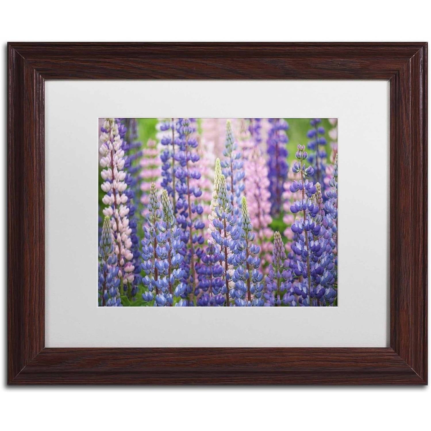 Trademark Fine Art 'Blue Pink Lupine Flowers' Canvas Art by Cora Niele, White Matte, Wood Frame