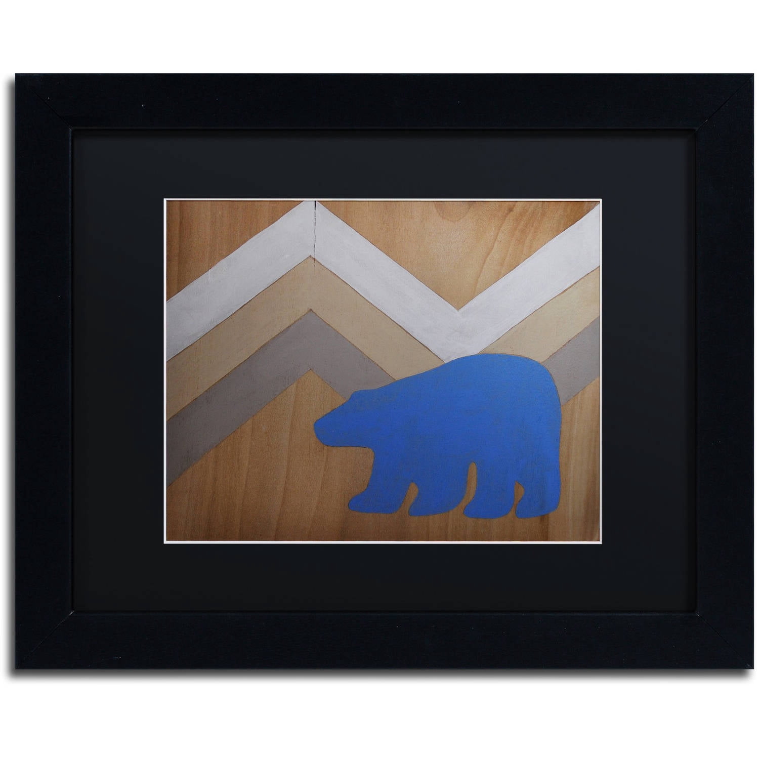 Trademark Fine Art "Blue Polar Bear" Canvas Art by Nicole Dietz Black Matte, Black Frame