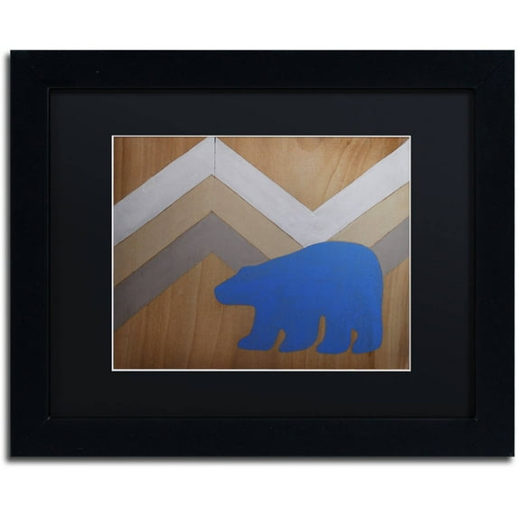Trademark Fine Art "Blue Polar Bear" Canvas Art by Nicole Dietz Black Matte, Black Frame