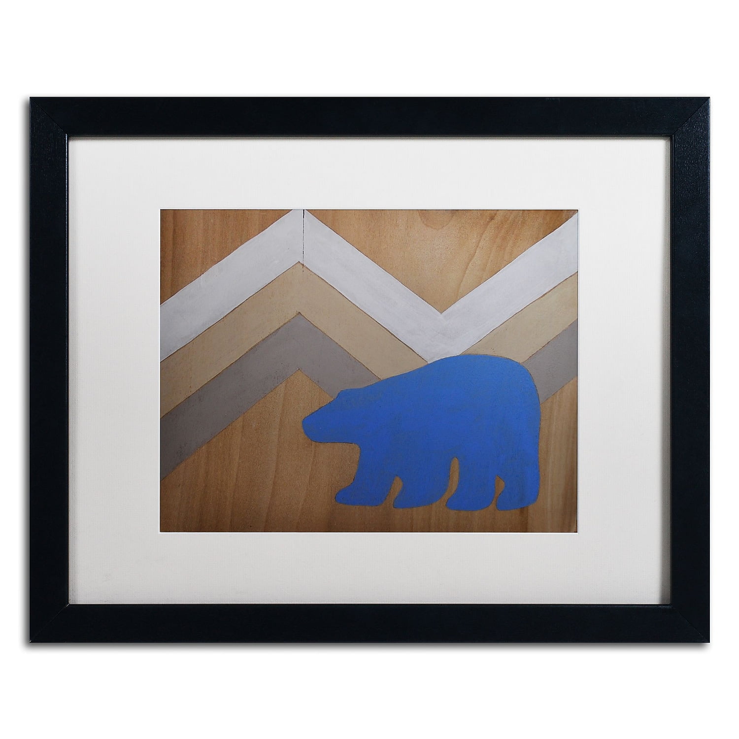 Trademark Fine Art "Blue Polar Bear" Canvas Art by Nicole Dietz White Matte, Black Frame