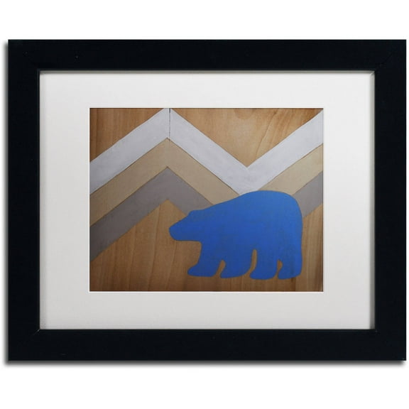Trademark Fine Art "Blue Polar Bear" Canvas Art by Nicole Dietz White Matte, Black Frame