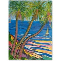 Trademark Fine Art "Blue Sea with 2 Boats" Canvas Art by Manor Shadian