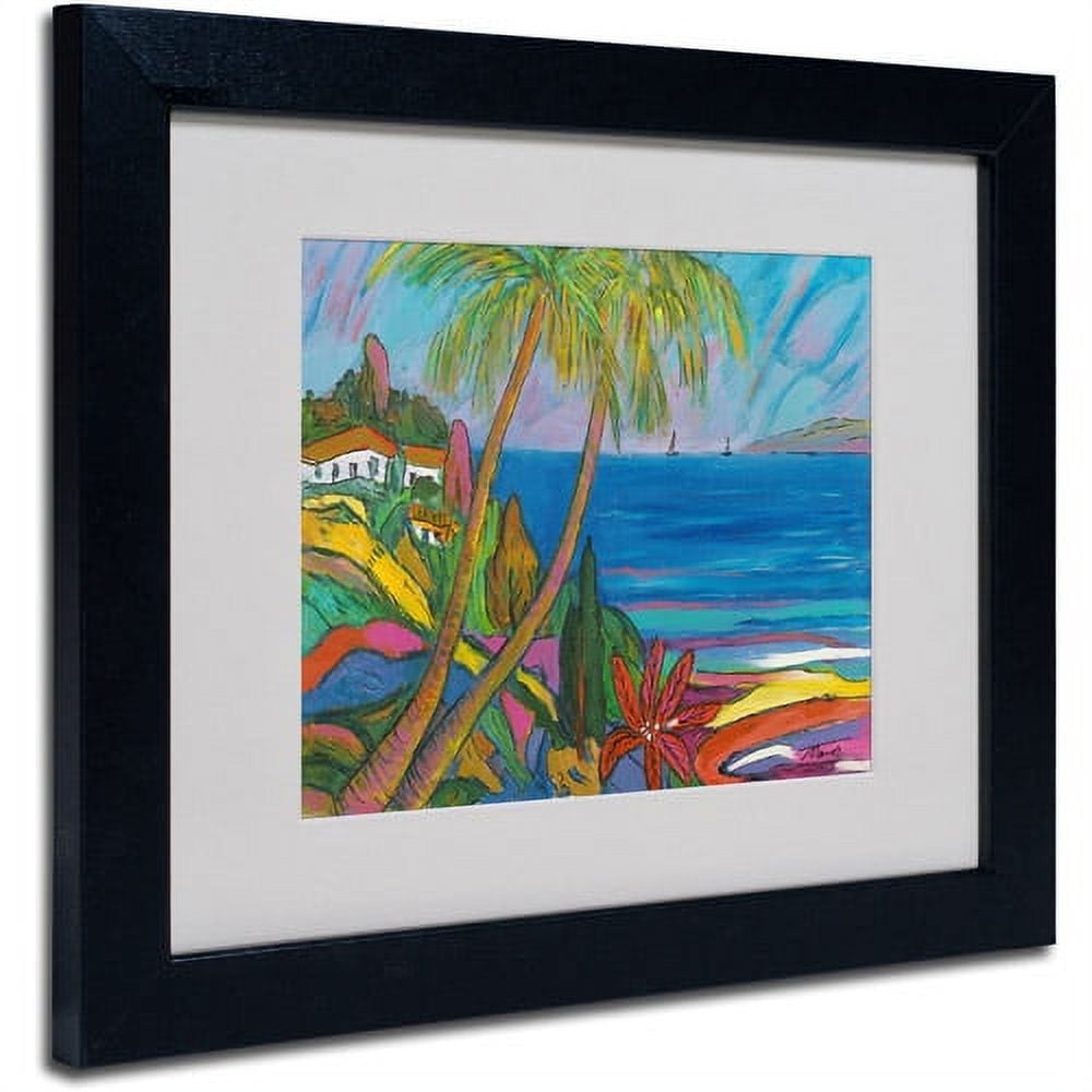 Trademark Fine Art "Blue Sea with 2 Boats" by Manor Shadian, Black Frame