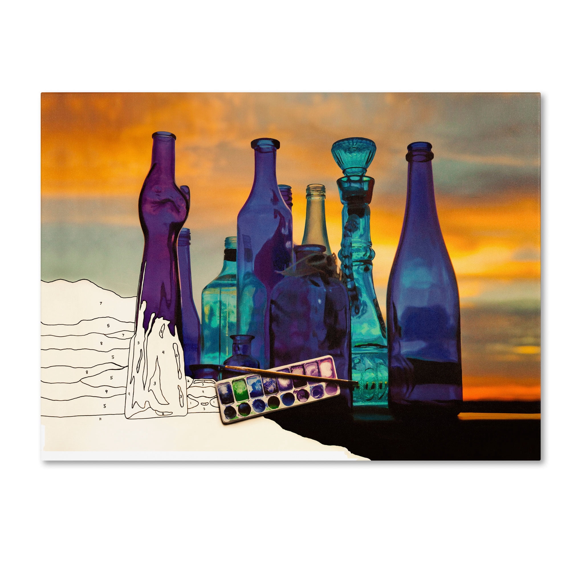 Trademark Fine Art "Blue Sunset By Numbers" Canvas Art by Roderick Stevens