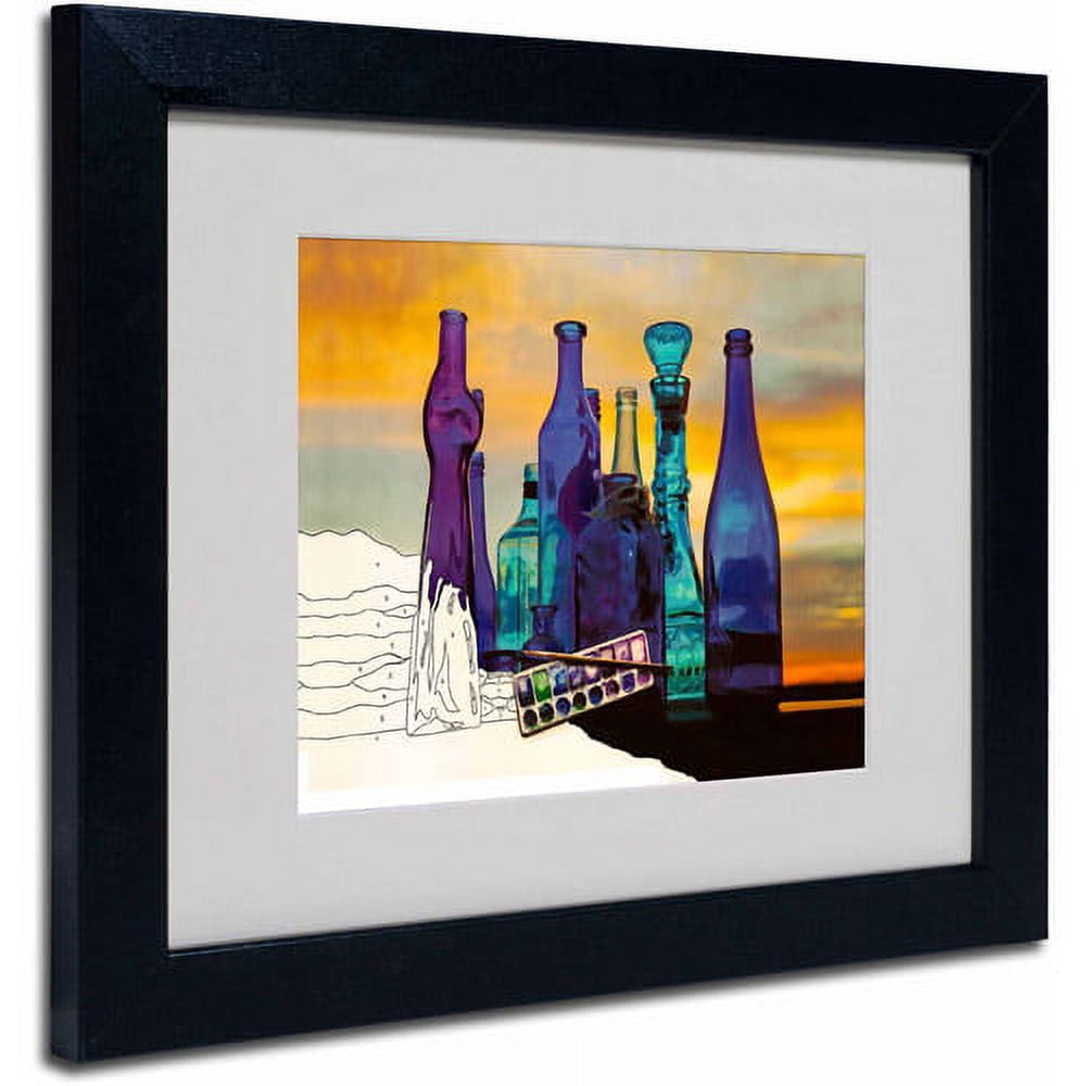 Trademark Fine Art "Blue Sunset by Numbers" by Roderick Stevens, Black Frame