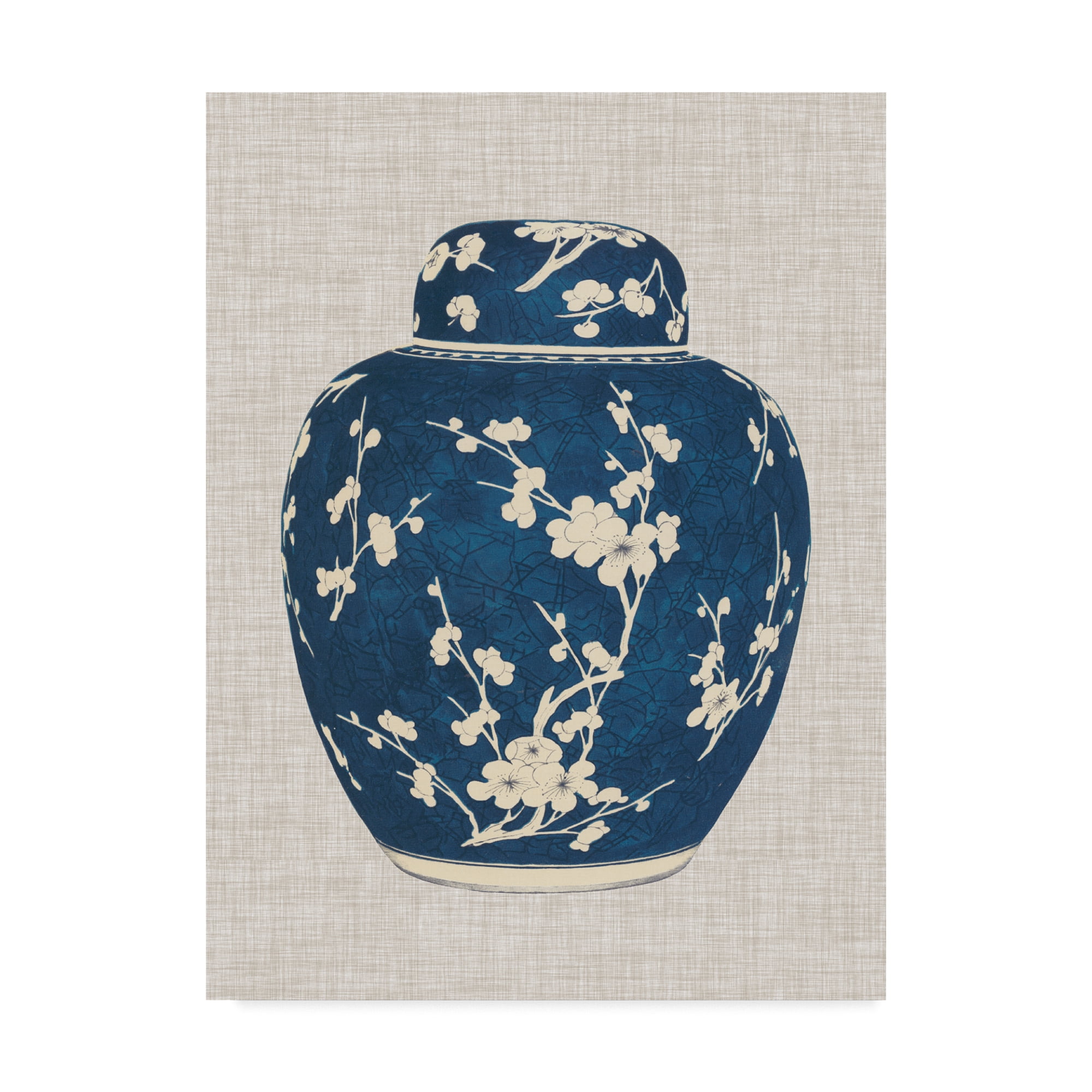 Trademark Fine Art 'Blue & White Ginger Jar on Linen I' Canvas Art