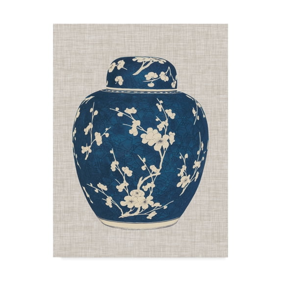 Trademark Fine Art 'Blue & White Ginger Jar on Linen I' Canvas Art by Vision Studio