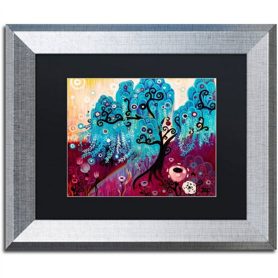 Trademark Fine Art "Blue Willow" Canvas Art by Natasha Wescoat, Black Matte, Silver Frame