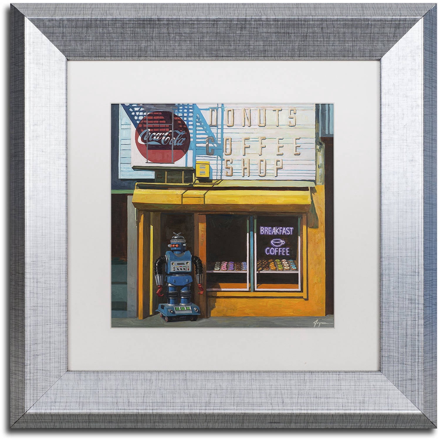 Trademark Fine Art "Blue Zeroid" Canvas Art by Eric Joyner White Matte, Silver Frame