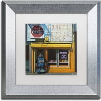 Trademark Fine Art "Blue Zeroid" Canvas Art by Eric Joyner White Matte, Silver Frame