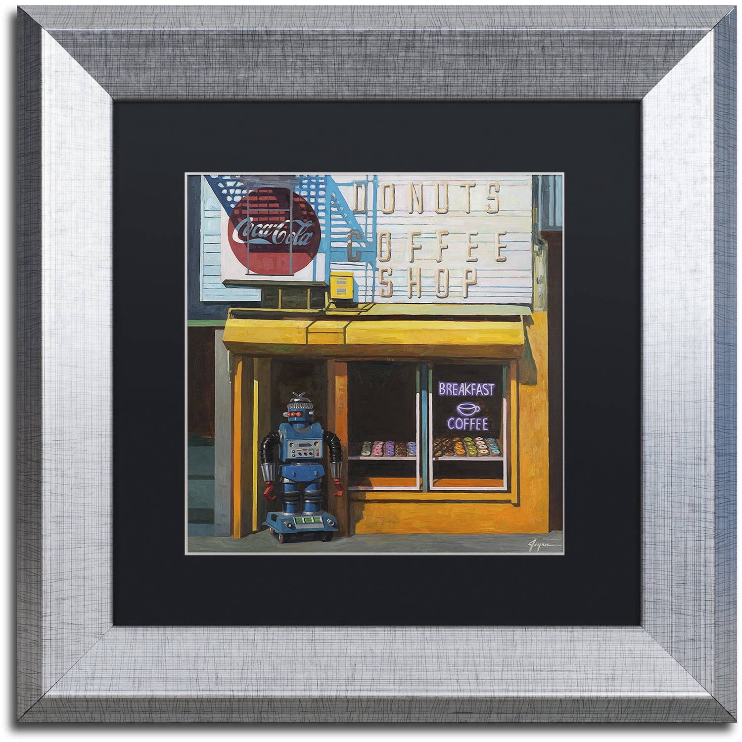 Trademark Fine Art ''Blue Zeroid'' by Eric Joyner 16" x 16" Black Matted Silver Frame (886511839564)